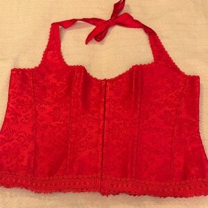 NWT Sexy elegant  Halter Red Floral Corset Top